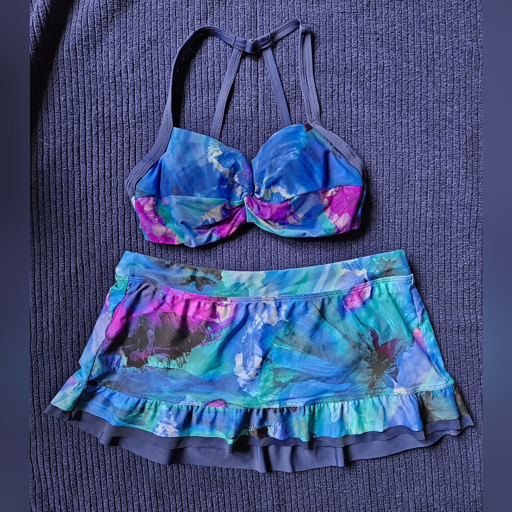 Title Nine Swimsuit Bikini Top and Skort Bottom